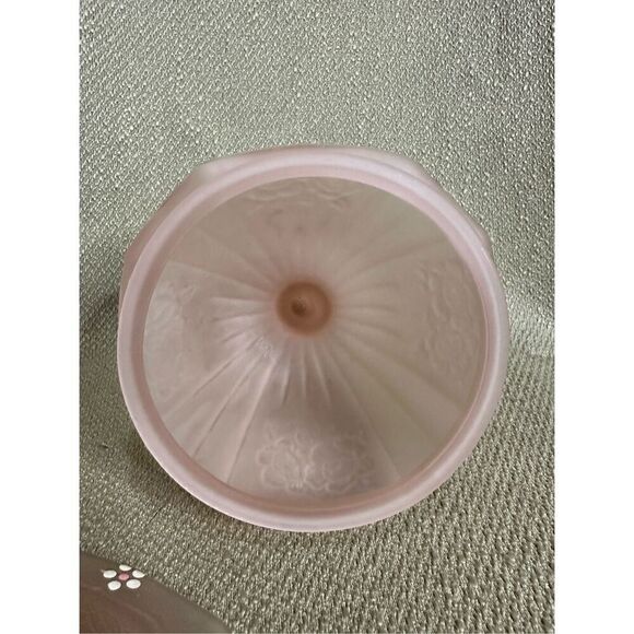 Vintage Anchor Hocking Mayfair Pink Frosted Depression Candy Dish & Lid Floral - Picture 7 of 11